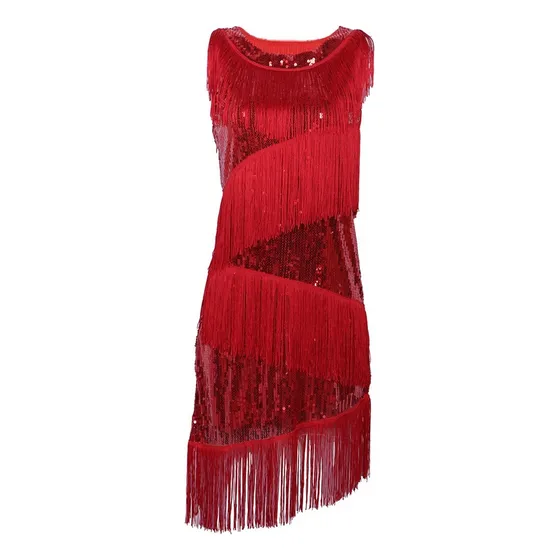 A Vestido De Mujer Con Flecos For Baile Latino Años 20