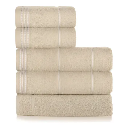 Jogo De Toalhas Striscia 5 Peças Bege Dust 100 Algodão Altenburg