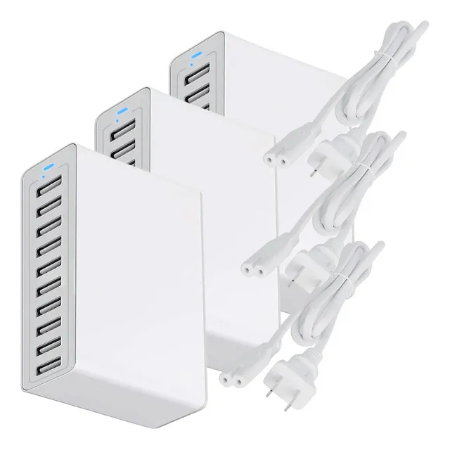 Cargadores Usb Bocinas , Mxwcf-003, 3pzas, 10 Puertos Usb, 1 Color Blanco