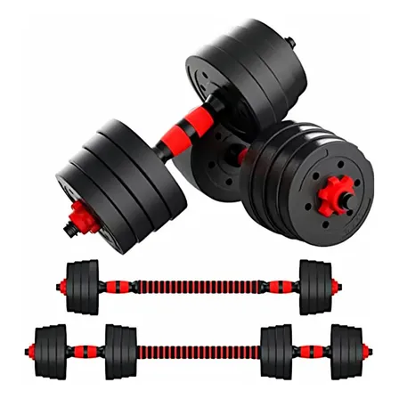 Set Mancuernas Pesas Ajustables 20 Kg Barra Unibles Hogar
