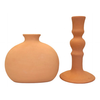 Porta Velas Duo Barro Natural Porta Velas Duo Barro Natural