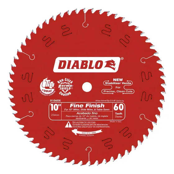 Disco Sierra Diablo 10' Pulgadas 60 Dientes Corte Fino Color Rojo