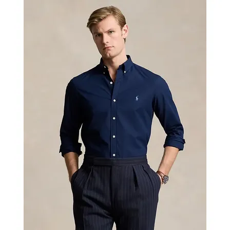 Camisa Ralph Lauren Azul Marinho Oxford Manga Longa