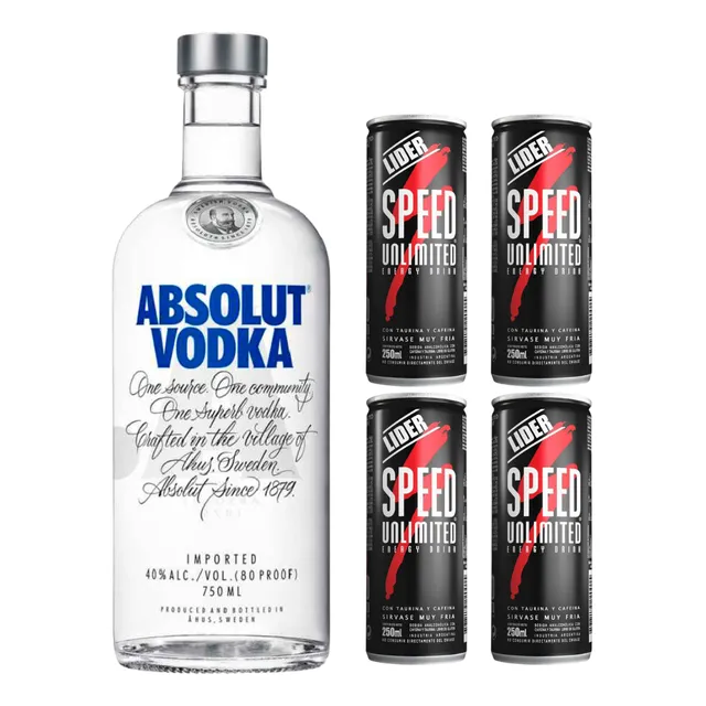 Absolut Vodka Original 700ml. + 4 Speed