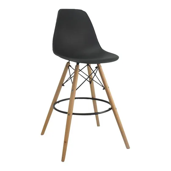Silla Cafetería Barra Alta Eames Patas De Madera