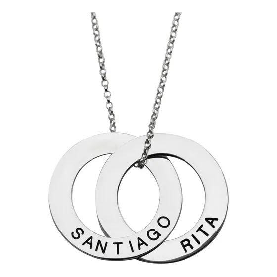 Cadena  Con Dos Argollas  Nombres Plata 925 , Estilo Ruso