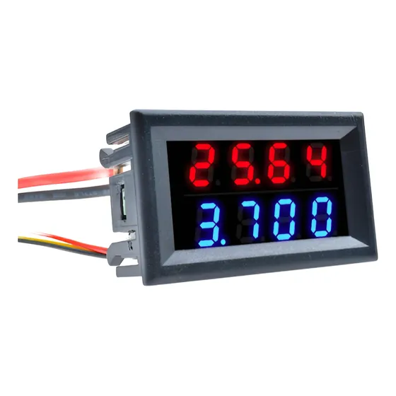 Mini Voltímetro Amperímetro Digital 4 Bit 5 Fios Dc 200v 10a