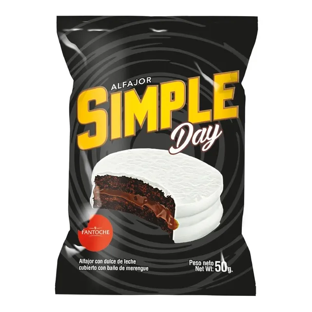 Alfajor Fantoche Simple Day Dulce De Leche X 10 Unidades 50g
