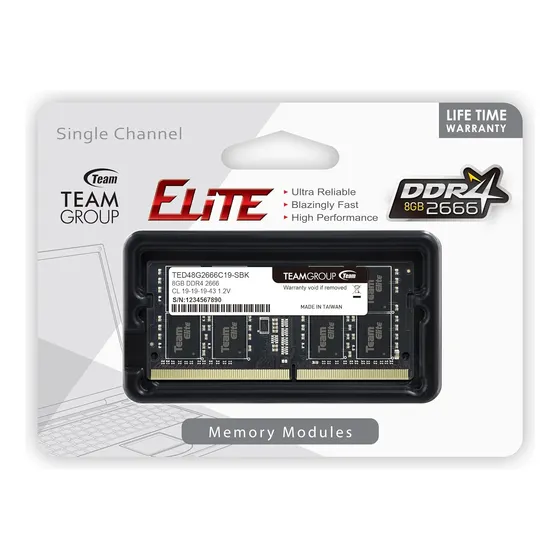 Memoria Ram Ddr4 De 8gb Team Group 2666mhz Cl19 Pc4-21300