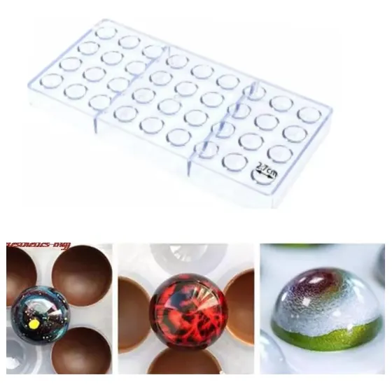 Molde De Policarbonato Para Chocolate Bombones Semiesfera 