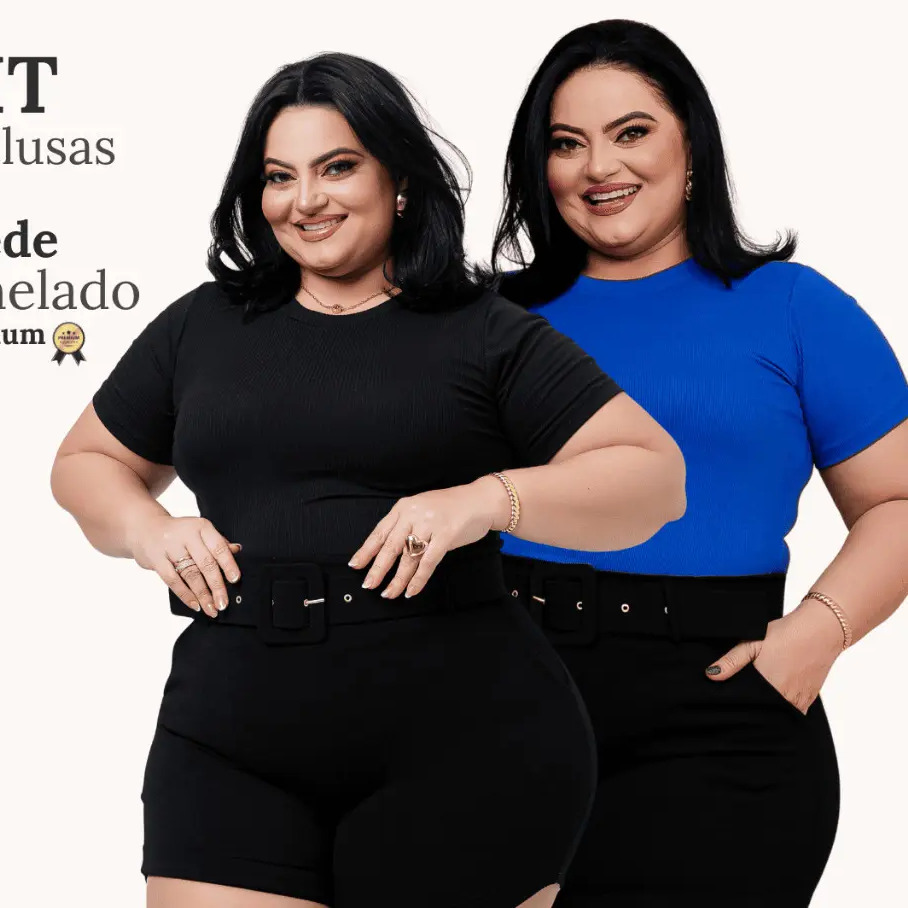 Kit 2 Blusas Femininas Plus Size Em Suede Canelado Premium - Tam. G2 e G3 Kit 2 Blusas Femininas Plus Size Em Suede Canelado Premium - Tam. G2 e G3