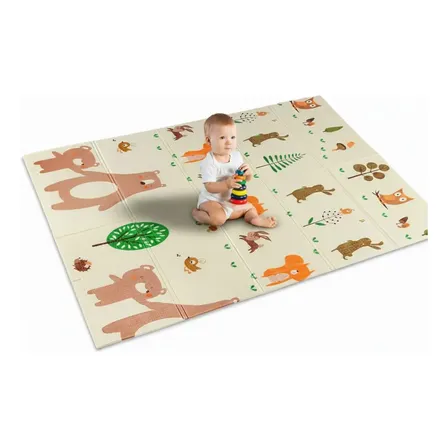 Tapete Infantil Emborrachado Sensorial Dobrável Dupla Face Educativo Safari I Love Baby
