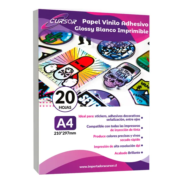 Vinilo Adhesivo A4 Blanco Imprimible/20hjs