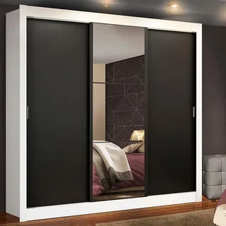 Guarda Roupa Casal Madesa MĂŽnaco 3 Portas Correr Espelho Bp Cor Branco/preto Guarda Roupa Casal Madesa MĂŽnaco 3 Portas Correr Espelho Bp Cor Branco/preto