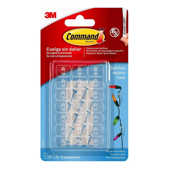 Ganchos Decorativos Transparentes 20u 17026clr Command 3m