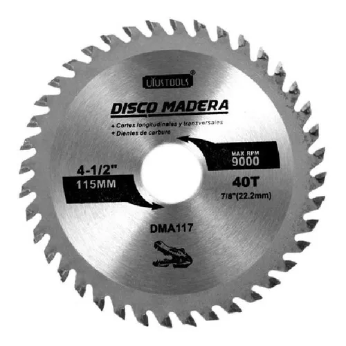 Disco Corte Madera 4 1/2 40d Uyustools Dma117 Color Plateado