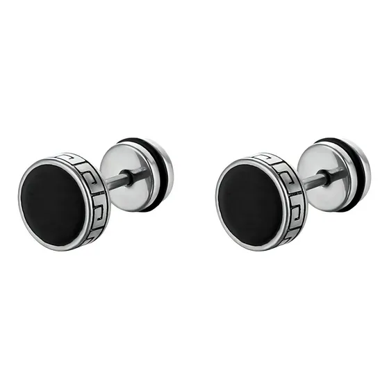 Aros Acero Inox Hombre Mujer Borde Romano Piercing 8mm 10mm Color Negro 8mm