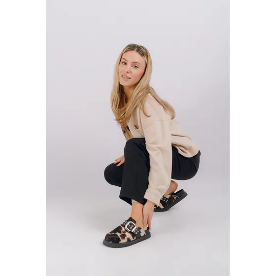 Zuecos Birkeston Moda Urbano Mujer Cuero - Art Paloma Pelo -