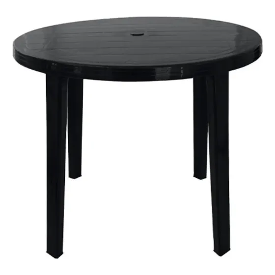 Mesa Plastica Redonda Jardin Exterior 90cm Reina Color Negro