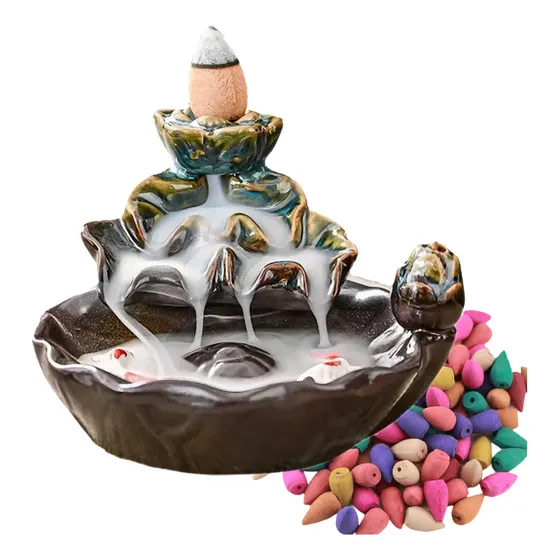 Quemador De Incienso Pecera Cascada En Ceramica X 30 Conos