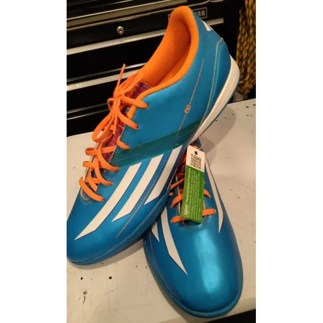 adidas F10 Futsal Zapatos Azules Con Rayas Blancas