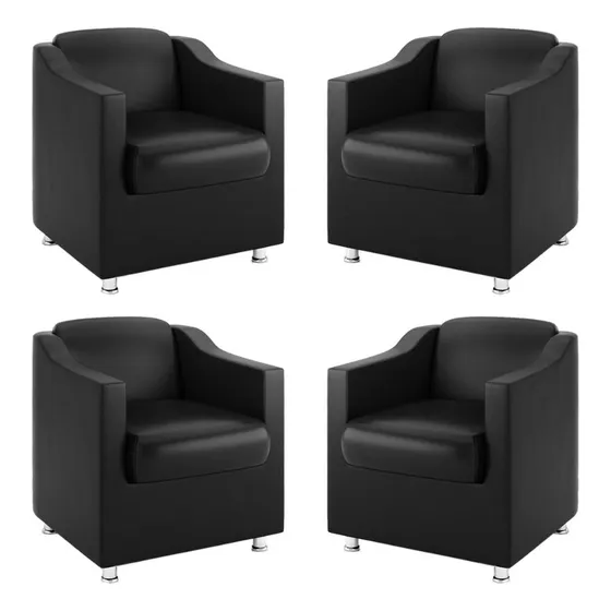 Kit 4 Poltronas Para Recepção Consultorio Médico  Balaqui
