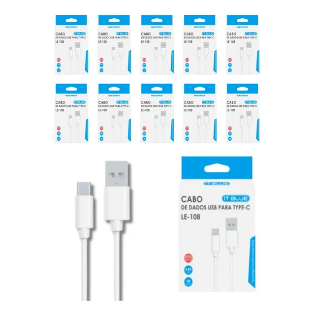 Kit 10 Cabos Tipo C Usb Lote Atacado Revenda Nota Fiscal