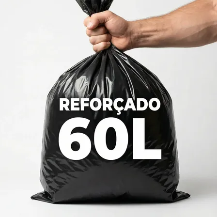 Saco De Lixo 60 Litros Preto Reforçado Resistente C/100