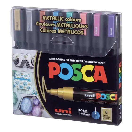 Marcadores Posca 8 Colores Metalicos Pc-5m 1.8-2.5mm