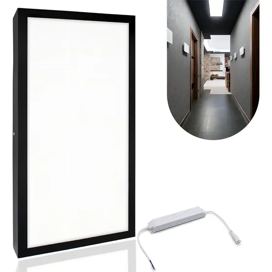 Painel Plafon Sobrepor Led 40w 30x60 Preto Luz Branco Frio 127/220V