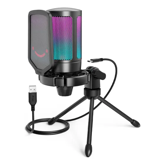 Micrófono Rgb Fifine A6v Con Soporte Pc | Ps5 Conexión Usb