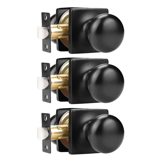 Gobekor Paquete De 3 Pomos Para Puerta De Paso Sin Llave, Po