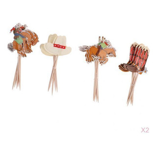 2x De 24 Piezas De Vaquero Temático Para Cupcakes, 2x De 24 Piezas De Vaquero Temático Para Cupcakes,
