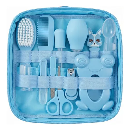 Kit Higiene Cuidados Bebê Infantil Completo 13 Peças Azul