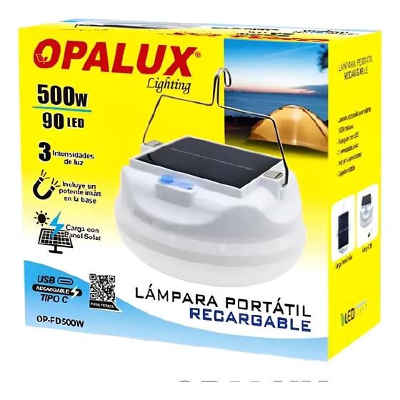 Foco Lampara Luz Led Portátil 500w C Panel Solar Recargable Blanco | Cuotas sin interés