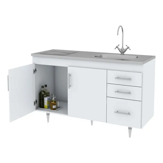 Bajo Mesada De Cocina De 140cm Marca Centro Estant Blanco