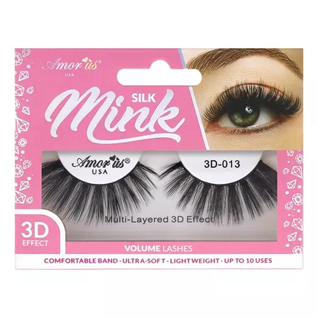 Pestañas Postizas Mink 3d Profesionales Naturales Amor Us Color 13 Espesor 10 Mm Largo 10 Mm Tipo De Curvatura D