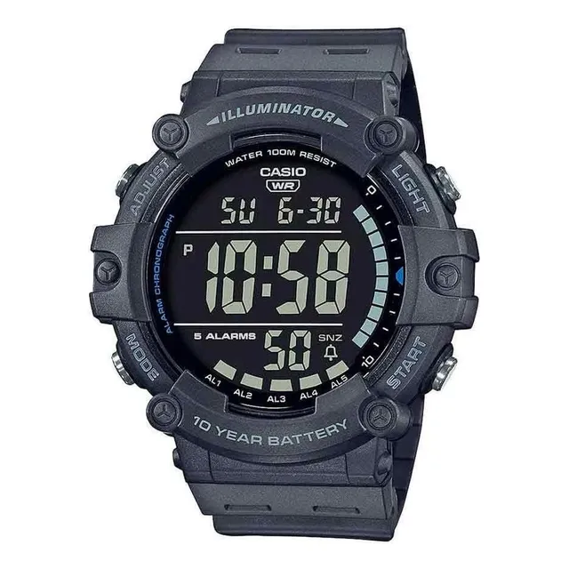 Reloj Casio AE-1500WH-8BVDF con iluminación digital para hombre, correa negra, bisel negro, fondo negro