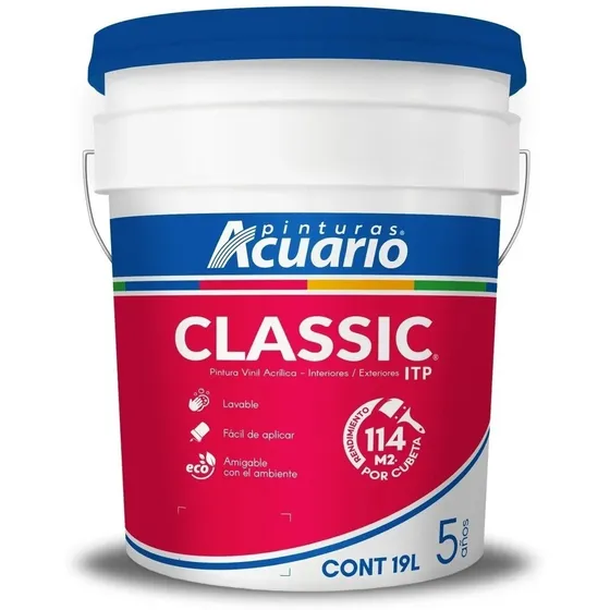 Pintura Vinil Acrílica Itp Classic Cubeta 19l - Color Blanco