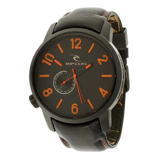 Reloj Rip Curl Detroit Hombre Piel Negra Negro Negro Negro
