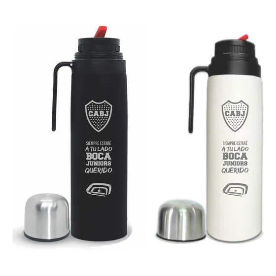 Termo 1l Media Manija Inox Diseño Boca Juniors Grabado Laser