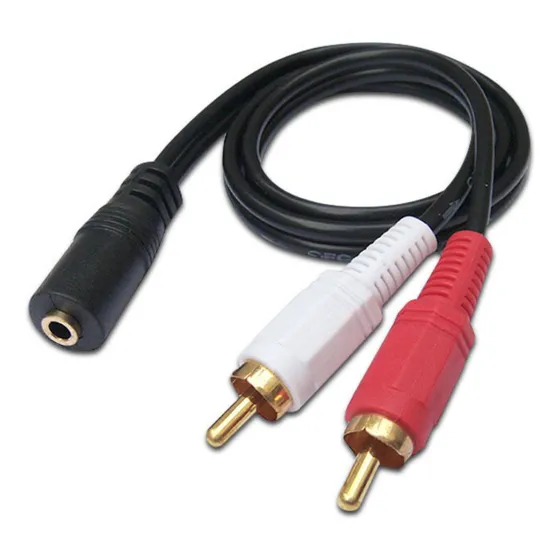 Cabo Fio Áudio Auxiliar P2 3,5mm para 2 RCA Estéreo 40cm Ideal para Caixas de Som, TVs, DVDs, Home Theater, P2 para RCA Macho, Conexão de Áudio com Qualidade