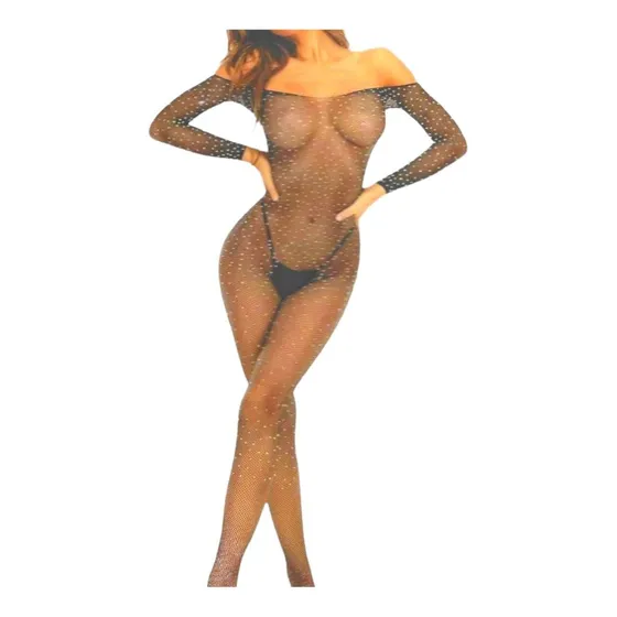 Docena De Malla Sexy Body Enterizo De Encaje Con Diamantes 