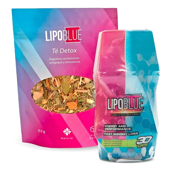 Bajar De Peso, Lipo Blue 30 Cápsulas +té Detox Lipo Bue 50 G Sabor Sin sabor