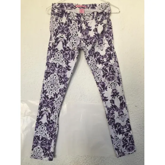 Pantalon Estampado Flores Morado Niña Talla 10