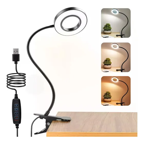 Lámpara Led Recamara Escritorio Lectura Ajustable Flexible Color De La Estructura De Lectura Mesa Waikil Para Niños Luz De Noche Negro Mate