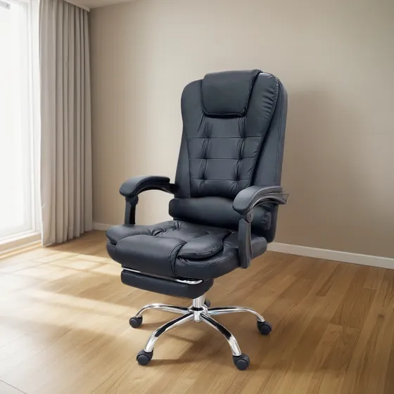 Silla De Oficina Masajeador Presidencial Stephan - Desillas Color Negro