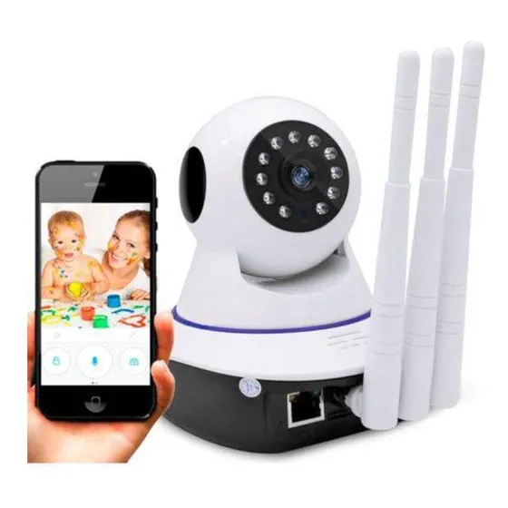 Camera Monitoramento 3 Antenas Wifi 360 Panoramica