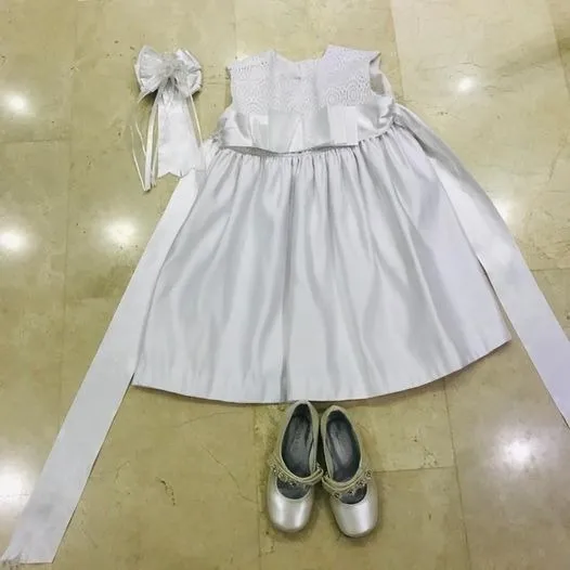 Vestido De Fiesta O Bautizo De Niña Con Tocador Y Zapatos