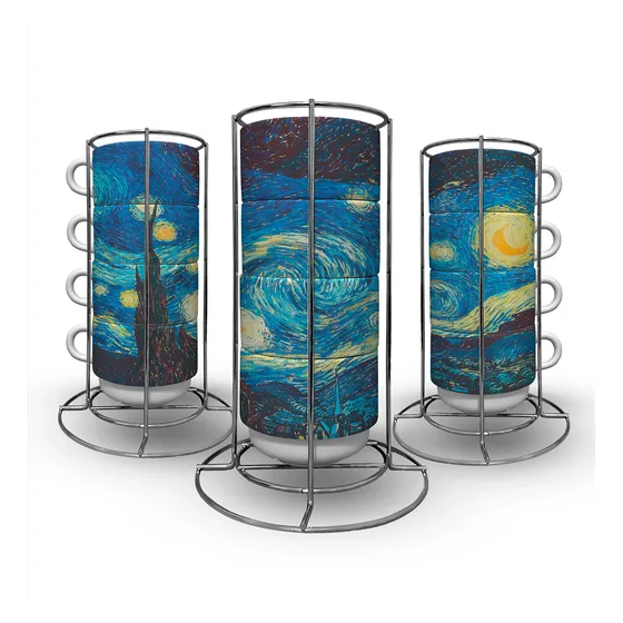 Torre De Xícara Noite Estrelada Van Gogh Cerâmica 150ml